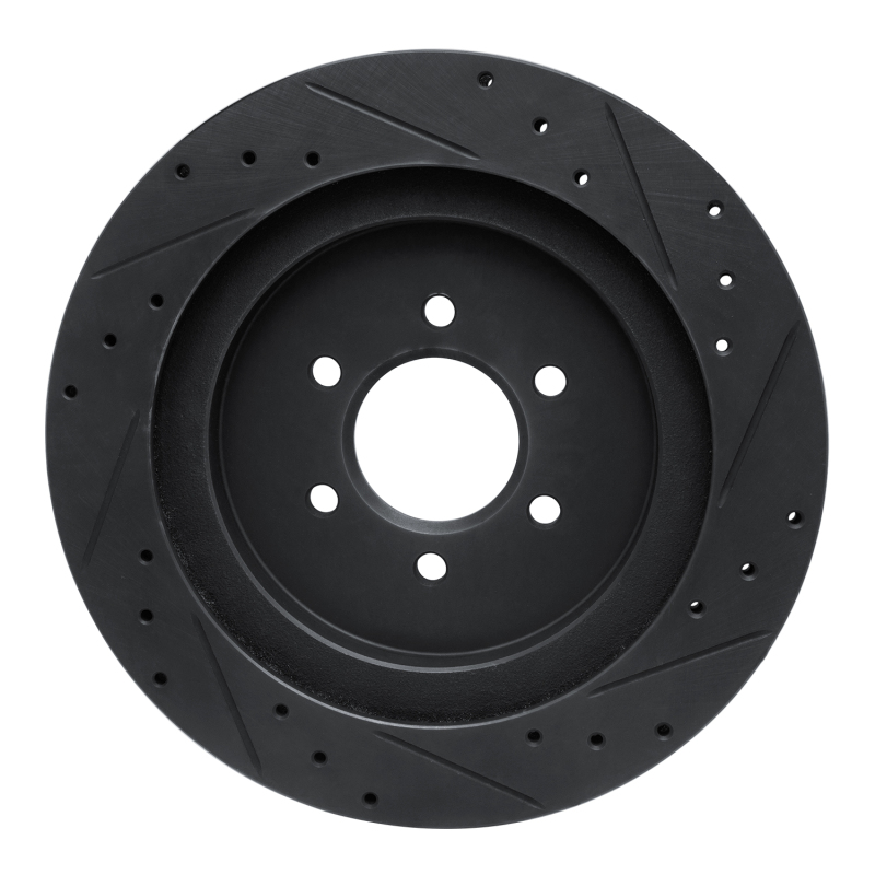 Dodge Viper Brake Rotor (1) - Rear Left - R1 Concepts - Drilled & Slotted - Black - `92-`02
